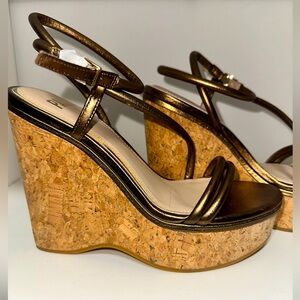 PIAGE Bronze Cork Wedge Sandals